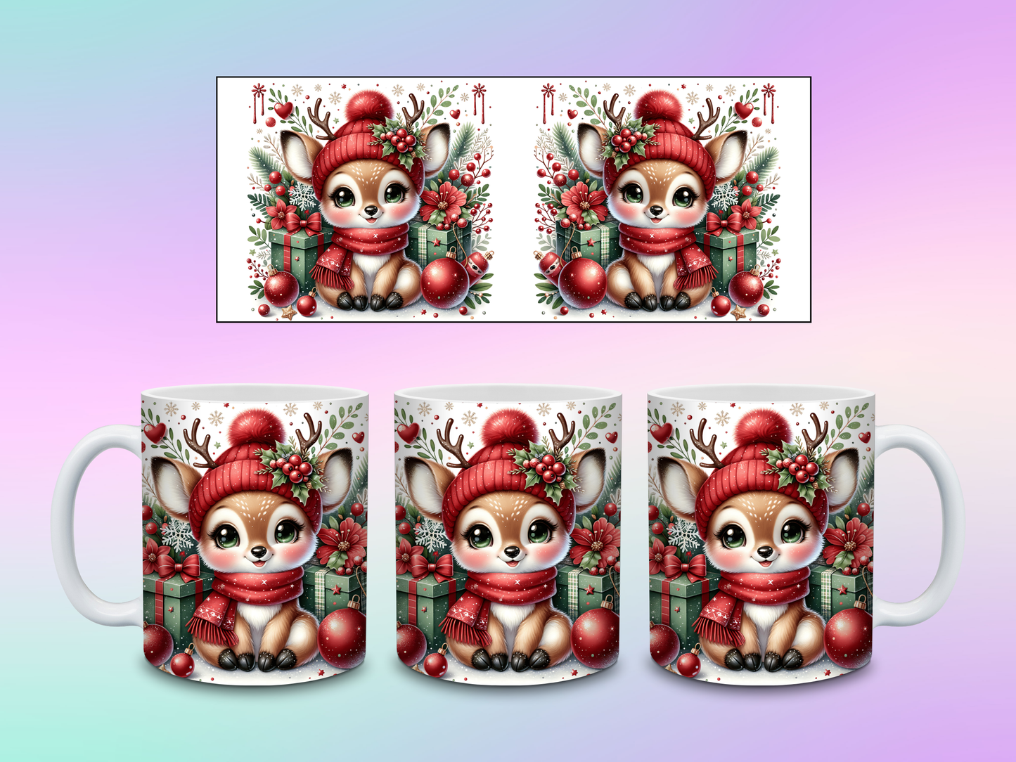TAZAS DE RENO NAVIDEÑO